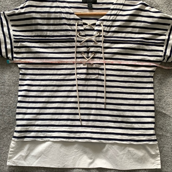 J. Crew Navy & White Striped Tie-Front Top - Picture 11 of 16
